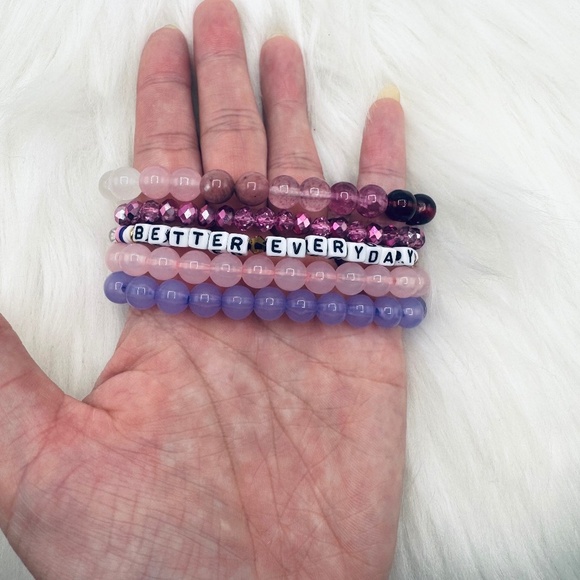 “Better Everyday” Candy Beaded Bracelet - Pink & Purple theme - Picture 1 of 6